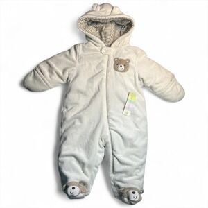Little Wonders Snowsuit Unisex Baby 3 to 6 Months‎ White Fleece Bear One Piece